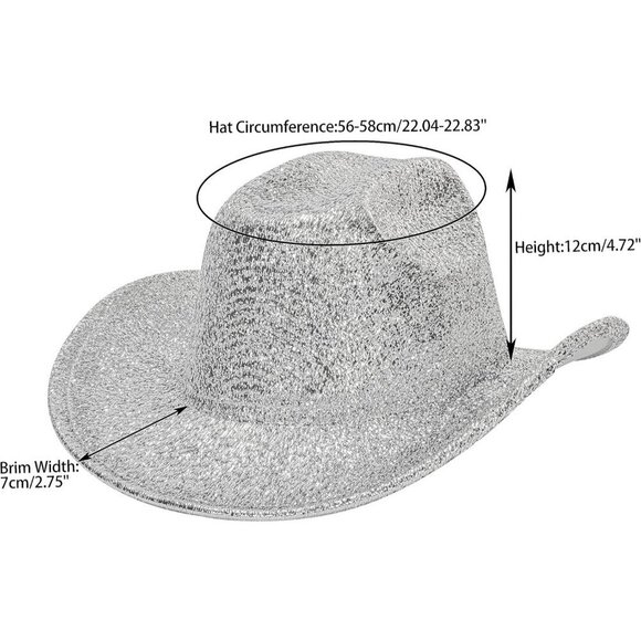 Women Western Glitter Cowboy Hat Sparkle Cowgirl Fedora for Parties main image 6